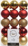 Decoris kerstballen - 30x st - goud en rood - D6 cm - kunststof