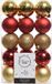 Decoris kerstballen - 30x st - goud en rood - D6 cm - kunststof