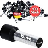 Kalitec 100 stuks AE618SW adereindhulzen geïsoleerd 6,0 mm² 18 mm lang zwart