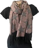 Warme Sjaal - Sterrenprint - Roze/Grijs - 180 x 60 cm - Dames