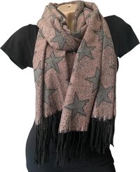 Warme Sjaal - Sterrenprint - Roze/Grijs - 180 x 60 cm - Dames