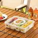 Merkloos 12.2"L x 9.4"W x 2.7"H Gedivideerde Snack Box Met Deksel - Stapelbaar - Voor Fruit - Groenten - Snoep - Noten - Wit