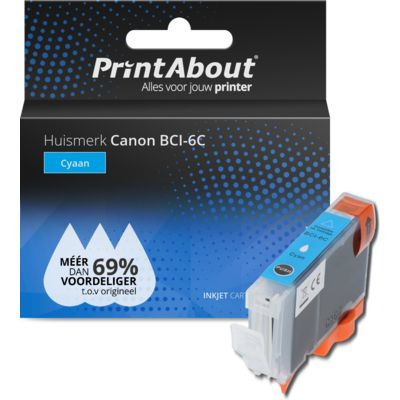 PrintAbout Huismerk Canon BCI-6C Inktcartridge Cyaan