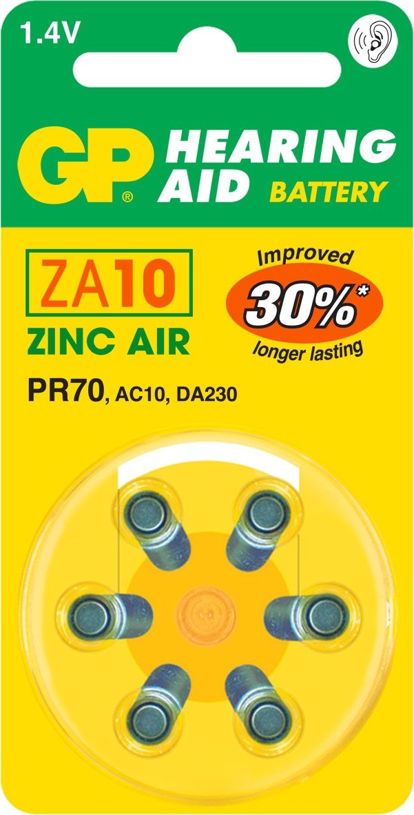 GP Batteries Hearing Aid ZA10 - 6 stuks - Batterijen voor hoortoestellen