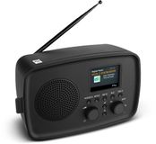 MEDION DAB+ radio met Bluetooth DRE-1 (DAB Plus, FM-radio, druppelbescherming, telescoopantenne, wekker, sluimerfunctie, instelbare display-dimmer, ASA-noodwaarschuwingssysteem), zwart