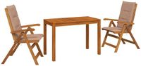 vidaXL 3-delige tuinset Naturel Massief Acacia Hout