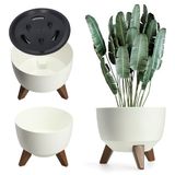 KADAX Verhoogde plantenpot, grote kunststof plantenbak met poten voor binnen en buiten, duurzame ronde plantenbak voor kamerplanten (33 cm, wit)