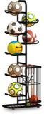 Relaxdays Ballenrek - 7 houders - met mand - metaal - zwart