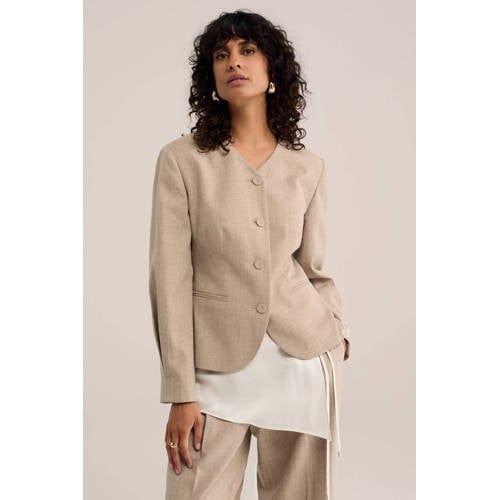 WE Fashion WE STUDIO regular blazer met wol - beige