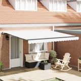 vidaXL Parasol rétractable, blanc, 400 x 350 cm, tissu et aluminium