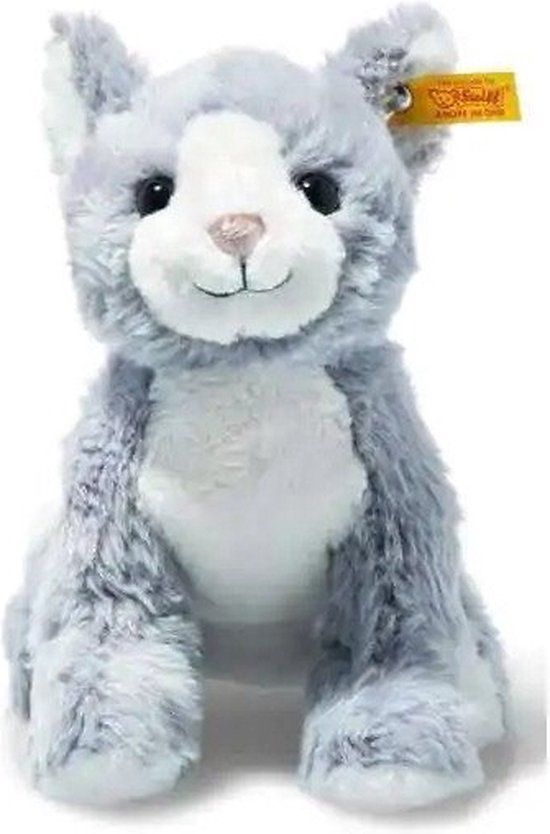 Steiff Soft Cuddly Friends Cassie Cat - Light Grey - 26cm