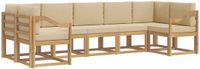 vidaXL Hoek loungeset 7-delig Wit en Beige Acacia Hout