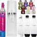 SodaStream Terra, blanc, avec mécanisme de gazéification + une bouteille + SodaStream 1L Fuse bouteilles, set de deux, noir