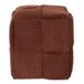 HOME DECO FACTORY, HD0539, Gevlochten terracotta ribfluwelen poef, elegant en comfortabel ontwerp, ideaal voor knusse momenten, veelzijdig als zitplaats of bijzettafel, terracotta kleur