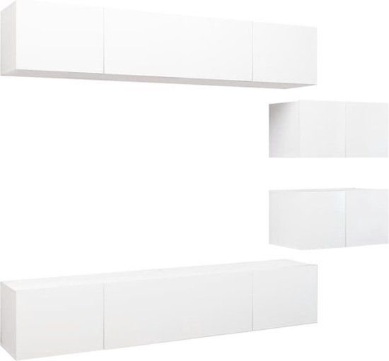 vidaXL 6-delige Tv-meubelset Spaanplaat Wit