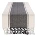 DII Dobbygeweven tafelloper met strepen, 33 x 183 cm (33 x 197 cm, inclusief franjes), zwart