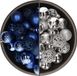 Bellatio Decorations Kerstballen - 74 stuks - Kunststof - Kobaltblauw/Zilver - 6 cm