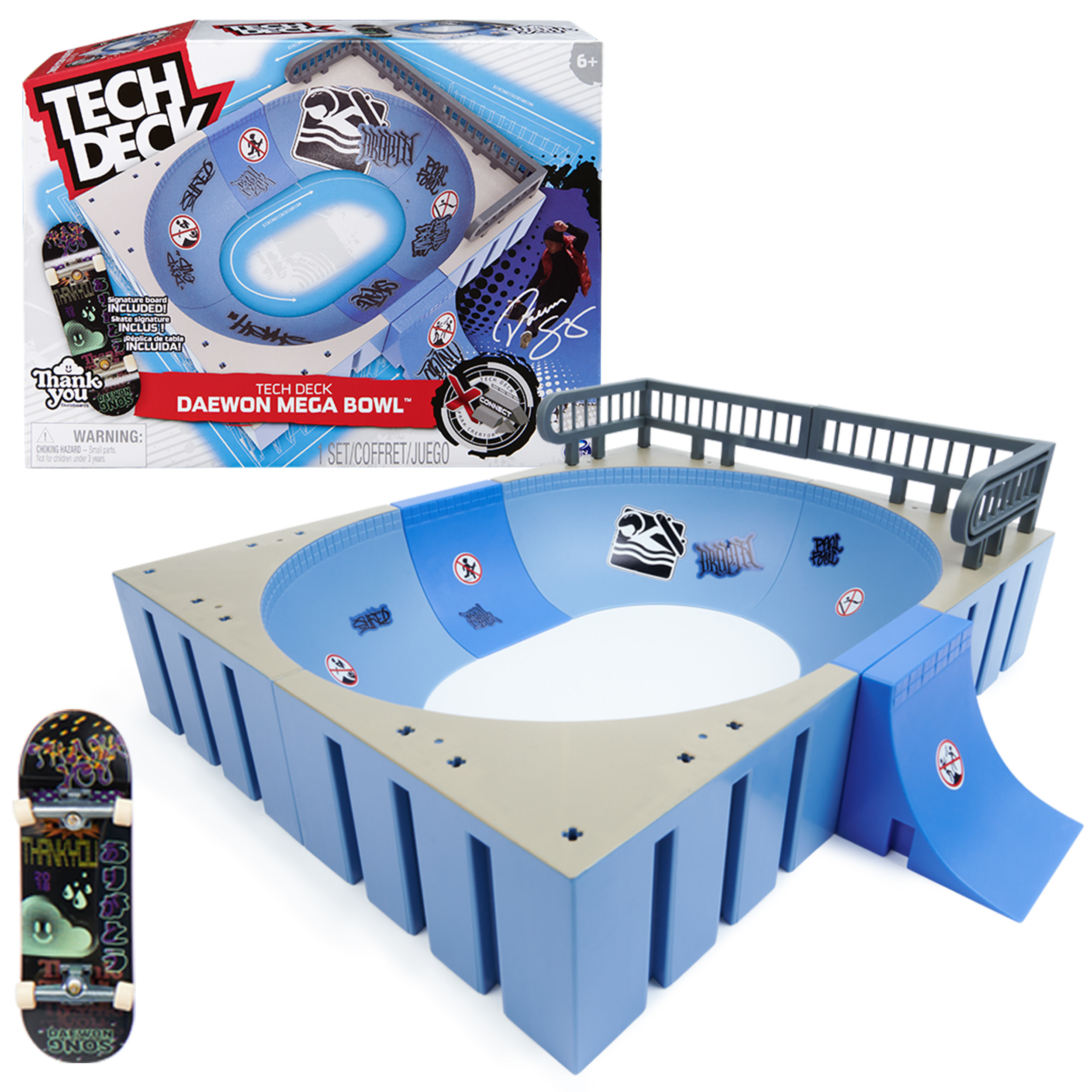 Spin Master Tech Deck X-Connect Park Creator - Daewon Mega Bowl - aanpasbare en bouwbare ramp met uniek fingerboard