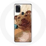 Maniacase Hoesjes voor Samsung Galaxy A21S American Pit Bull Terrier Bruin