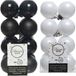 Kaemingk B.V. 32x stuks boules de Noël en plastique noir et blanc 4 cm