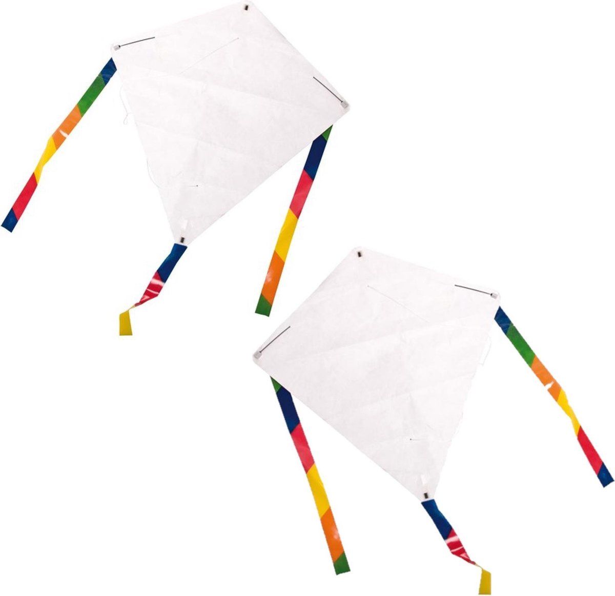 HQ Invento DIY Vliegers Set - 2 Stuks - Blanco - Krijtjes - 49x49 cm