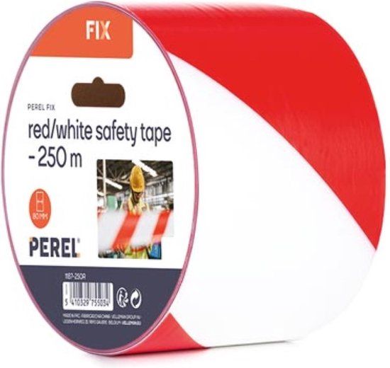 Perel Afzetlint - 250 m - Rood/Wit - Afzetlint voor Evenementen en Tijdelijke Afzettingen