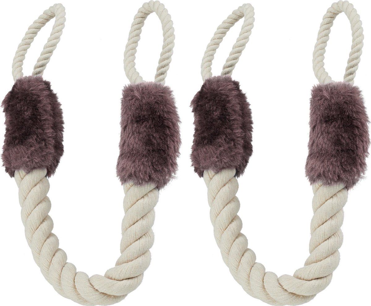 Relaxdays Deurstopper Deurklink - Klembescherming Bruin - 2 Stuks - Vingerbescherming
