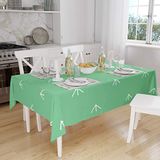 Bonamaison Tafelkleed, Anti-Mold, Sneldrogend, Waterdicht, 100% Polyester Tafellaken, Petroleum Groen, Wit, 140 x 160 Cm