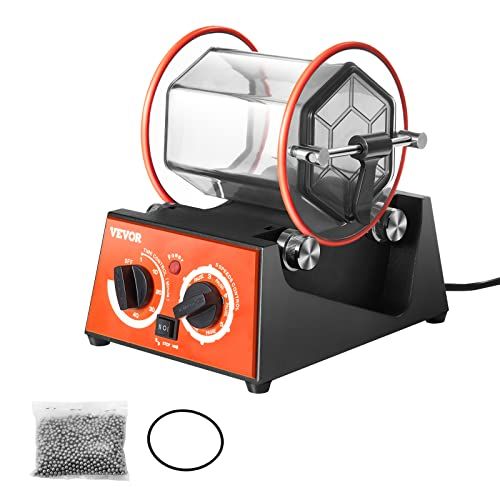 VEVOR Sieradenpolijstmachine, 3 kg, 45 W, polijstmachine, sieraden, 5 snelheden, 0-60 minuten, verstelbaar, roterende trommelpolijstmachine, bidirectionele actie, voor het polijsten van steen, steen, ijzer, sieraden