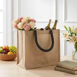 vidaXL Jute Handtassen Naturel en Zwart 26 x 22 x 14 cm