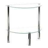 HAKU Bijzettafel halfrond chroom metaal salontafel met glasplaat van veiligheidsglas