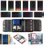 STARKSØN® STARKSØN 145-Delige Tekenset - Kleurpotloden, Schets Potloden, Houtskool, Schetsboek & Accessoires