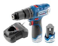 DEDRA MAUS gereedschapset met 12V accuboormachine/schroefmachine 7331, 45 Nm, met slagfunctie, 2 Ah accu 7320 en 12V snellader 7302