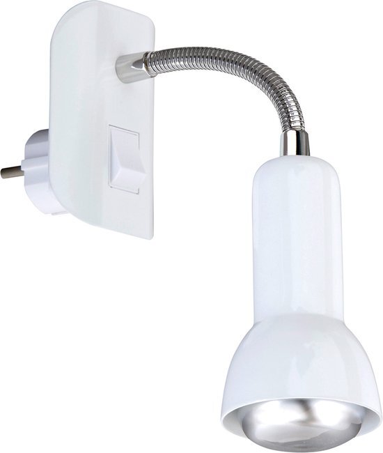 Briloner Leuchten Stekkerlamp, stekkerspot, E14, 25 watt, flexarm, wit