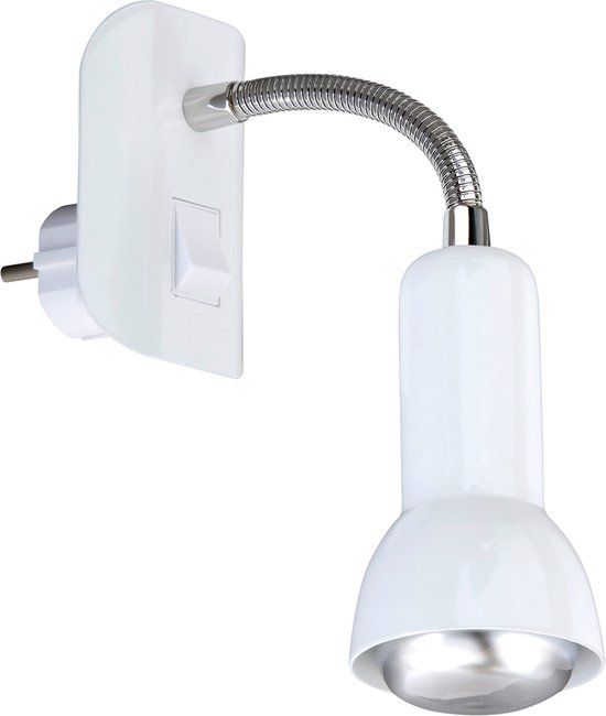 BRILONER PAKU Stekkerlamp - Wit - E14 - Flexibele Arm - Incl. Schakelaar - Max. 25W