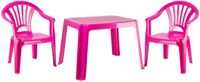 PLASTICFORTE Tuinstoelen en tafel set voor kinderen - Kunststof - Roze - 2 stoelen - Vierkante tafel