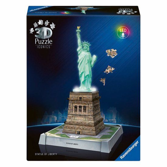 Ravensburger Iconics: Statue of Liberty met licht - 3D Puzzel - 108 Stukjes