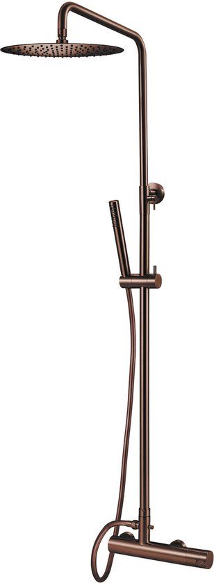 Qisani Flow Regendoucheset - Koper - Ø25cm - 2 Straalsoorten