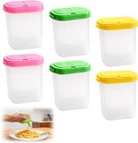 Set de 6 pots à herbes 250 ml - plastique sans BPA hermétique résistant à l'humidité avec couvercle deux ouvertures et étiquettes - transparent