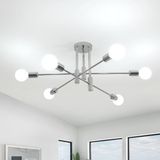 Comely Industriële Sputnik Kroonluchter, 6-Lichts Vintage Plafonnier E27, DIY Vorm Chroom Metalen Plafondlamp voor Woonkamer Slaapkamer Keuken Eetkamer, Diameter 72CM