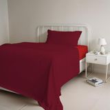 Italian Bed Linen Natural Color Beddengoedset, 100% katoen, rood/bordeaux, klein dubbel