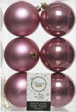 Decoris Kerstballen plastic glans-mat dia 8 cm veloursroze