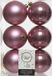 Decoris Kerstballen plastic glans-mat dia 8 cm veloursroze