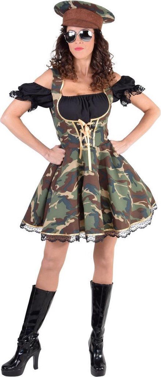 Magic by freddy Leger & Oorlog Kostuum | Camouflage Amazone Leger Dirndl Dameskostuum | XL | Groen | Verkleedkleding