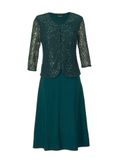 Goldner Fashion Jurk met kanten jasje, afgezet met pailletten - smaragd - Gr. 23