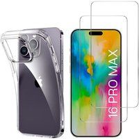 Phonillico® Case for iPhone 16 PRO MAX and 2 Tempered Glass Screen Protectors