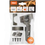 blum 10x meubelscharnier CLIP top BLUMOTION 110° I soft-close potscharnier 35 mm I afzonderlijk te monteren CLIP kruismontageplaat, 0 mm afstand | 3D frontinstelling | Onyx | opliggend