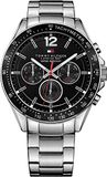Tommy Hilfiger 1791104 Analoog kwartshorloge voor heren, met roestvrijstalen armband, zilver/zwart, Armband