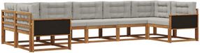 vidaXL - Ensemble de salon d'angle - 7 places assises - Naturel et gris clair - Acacia bois