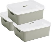 Sunware boîte de rangement - 3x pièces - 24 litres - vert clair - plastique - couvercle transparent - 45x35x18 cm - série Sigma